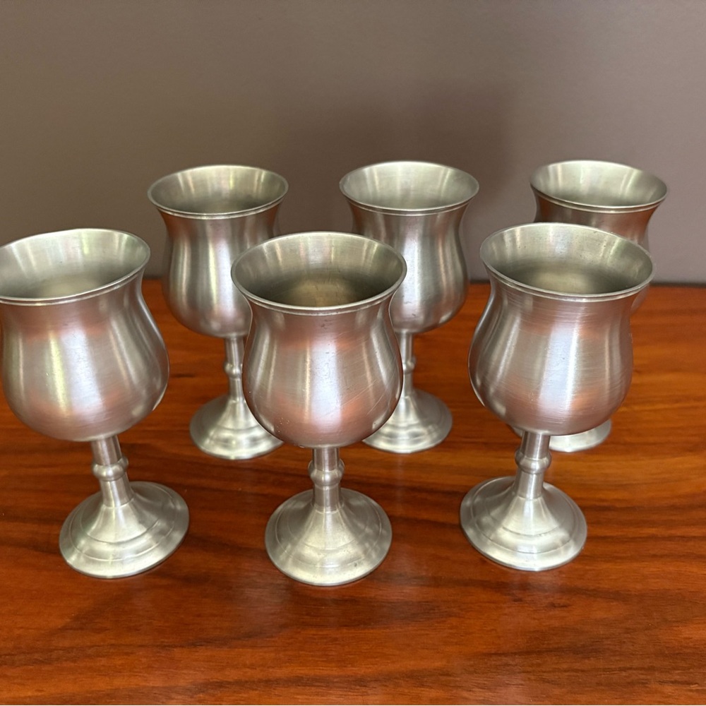 Vintage Pewter Goblets Made in London England set of 6